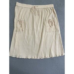 ASOS DESIGN Women's Midi Skirt with Drawstring Waist in Natural Wrinkle Plus 20